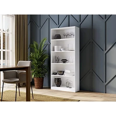 Abbildung von Home Collective Bücherregal Aktenregal Standregal Raumteiler weiß mit 5 offenen Fächern aus MDF Holz Breite 80 cm