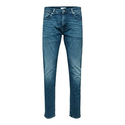 Abbildung von Selected Homme SLH175 LEON Jeans Skinny Fit, Herren, Größe: 34x32, Medium blue denim
