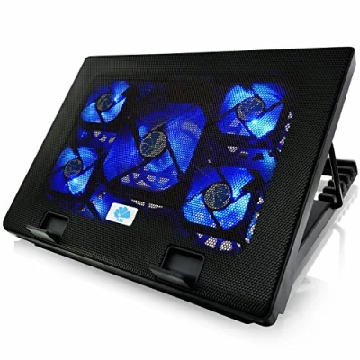 Abbildung von AABCOOLING NC71 Laptop Kühler mit 5 Lüftern, Einstellbare Neigung und Blau LED, Notebook Ständer, Halterung, Unterlage für Laptops bis 15,6 Zoll Consolen, Notebookständer