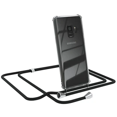 Abbildung von EAZY CASE Handykette kompatibel mit Samsung Galaxy S9 Handyhülle Umhängeband, Handykordel Schutzhülle, Silikonhülle, Hülle Band, Stylische Kette für Smartphone, Schwarz