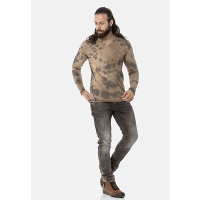 Abbildung von Cipo &amp; Baxx LONG Sleeve Langarmshirt, Herren, Größe: Medium, Brown