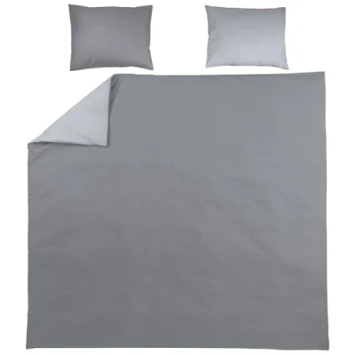 Abbildung von Meyco Home Uni Bettwäsche Doppelbett (Baumwolle, atmungsaktives Material, einfache Pflege, praktischer Einschlagstreifen, Maße: 240 x 200/220 cm), Grau/Hellgrau