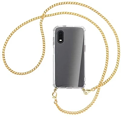 Abbildung von mtb more energy® Handykette kompatibel mit Samsung Galaxy Xcover Pro (SM G715, 6.3&#039;&#039;) Metallkette (Gold) Smartphone Hülle zum Umhängen Anti Shock Full TPU Case