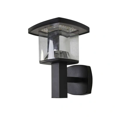 Abbildung von Lindby Außen Wandleuchte Askan, LED Leuchtmittel fest verbaut, warmweiß, Modern, Edelstahl, Polycarbonat, Schwarz, klar, 1 flammig, inkl.