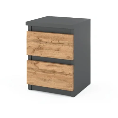 Abbildung von MRBLS Nachttisch Nachtschrank Nachtkommode Modern Möbel mit Schubladen Kommode Holz Schubladenschrank für Ihr Schlafzimmer (Grau Matt Wotan) 30 x 43 32,5 cm (B/H/T)