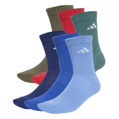 Abbildung von adidas Unisex CUSHIONED CREW SOCKS 6 PAIR PACK, Dark Blue/Royal Blue/Olive Strata/Pure Ruby, 2.5 4