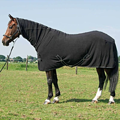 Abbildung von Harry&#039;s Horse Fleecedecke Deluxe mit Nacken Schwarz Unterlänge: 155 cm &amp; Rückenlänge: 105
