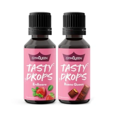 Abbildung von GymQueen Tasty Drops, Erdbeer &amp; Bueno Queen, 2x30ml, Flavour Drops ohne Kalorien