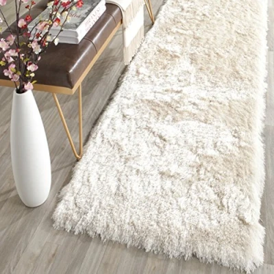 Abbildung von SAFAVIEH Zottelig Teppich für Wohnzimmer, Esszimmer, Schlafzimmer Paris Shag Collection, Hoher Flor, Elfenbein, 69 X 244 cm