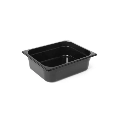 Abbildung von HENDI GN Behälter 1/2 schwarz 65 mm Füllmenge: 4 l Polycarbonat Kunststoff 40 bis +110 C, Gastronormbehälter