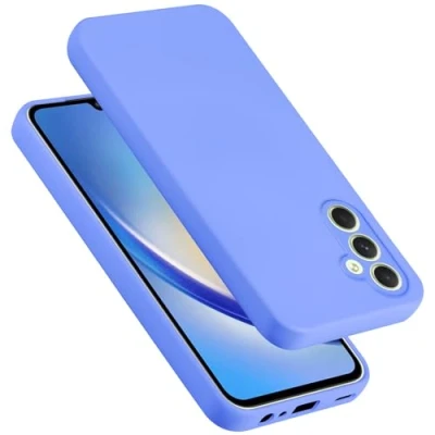 Abbildung von Cadorabo Hülle kompatibel mit Samsung Galaxy A34 5G Silikon Handyhülle für Case aus flüssigem stoßfeste dünne TPU Schutzhülle Liquid HELL LILA