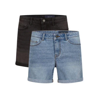 Abbildung von Noisy may Jeans Shorts Damen High Waist BeLucky 2er Pack Kurze Hose Bermuda Hotpants Sommer Basic Denim Stretch Blau Schwarz XXL, Größe:XXL, Farbe:Dark Grey &amp; Light Blue (27028348)