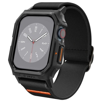 Abbildung von Apple Watch 10 46 mm Bumper Spigen Lite Fit Pro voor de Schwarz Silikon Und TPU (weich) Smartwatch Armbänder