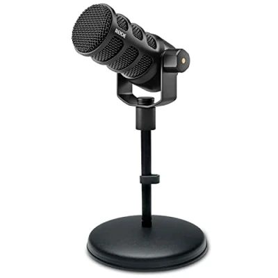 Abbildung von Rode Podmic USB XLR Podcast Sprecher Mikrofon + keepdrum MS032 Tisch Stativ