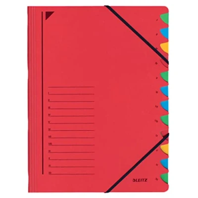 Abbildung von Leitz 39120025 Ordnungsmappe, 12 Fächer, Colorspankarton, rot