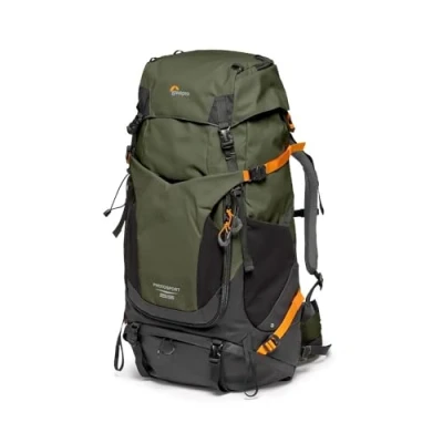 Abbildung von Lowepro PhotoSport PRO BP 55L AW IV mit Recyceltem Gewebe, Rucksack für Spiegellose/Spiegelreflexkameras, Zugang Vorne/Hinten, Herausnehmbarer Kameraeinsatz, Zubehörgurte, Größe S/M, Dunkelgrau/Grün