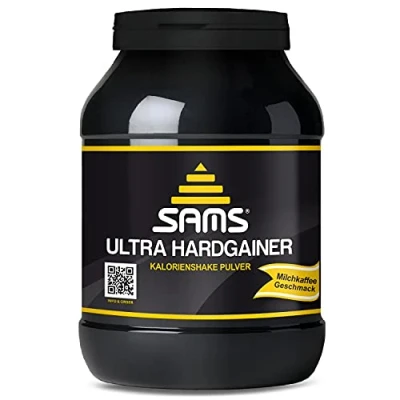 Abbildung von 5000 Kalorien pro Tag Mass Weight Gainer mit Whey Protein Isolat Pulver Aufbaunahrung für maximale schnelle Gewichtszunahme Muskelaufbau &amp; Masseaufbau SAMS Ultra Hardgainer (Milchkaffee 1050 g)