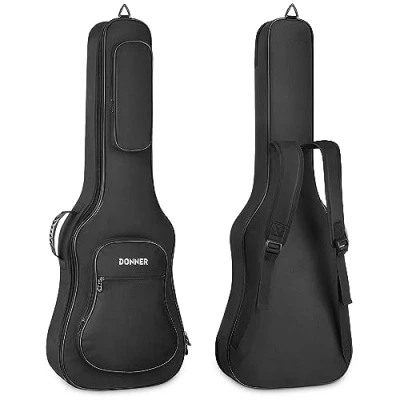 Abbildung von Donner E gitarrentasche 39 Zoll Gitarre Gig Bag, 10MM Dicke Rucksack Weiches, solides Gitarrenkoffer mit verstellbaren Trägern, wasserdichtes Vlies Verdicktes Schwammpad Zwei Taschen, Schwarz