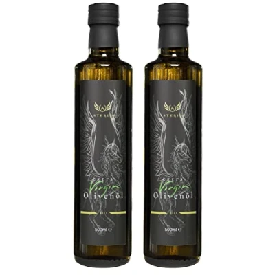 Abbildung von Premium Olivenöl Bio Kaltgepresst Asterius natives extra aus 100% Koroneiki Olive mild &amp; fruchtig 2x 500ml