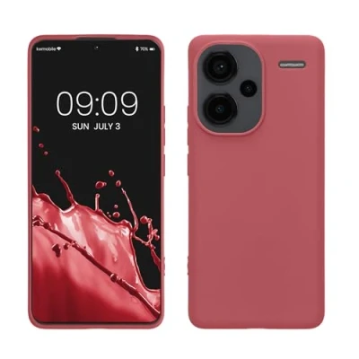 Abbildung von kwmobile Hülle kompatibel mit Xiaomi Redmi Note 13 Pro+ 5G / Pro Plus weiches TPU Silikon Case Cover geeignet für kabelloses Laden Dark Rose