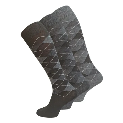 Abbildung von Cotton Prime Comfort 3 PAAR MIT Karos Kniestrümpfe, Herren, Größe: 39 42, Anthrazit