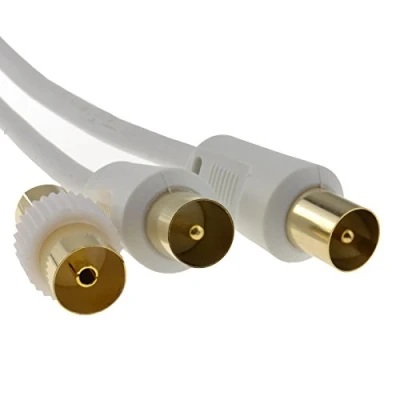 Abbildung von RF TV Digitale Erdgebundene Stecker Zum Weiß Antenne Anschlusskabel Kabel Mit Kupplung 2 m [2 Meter/2m]
