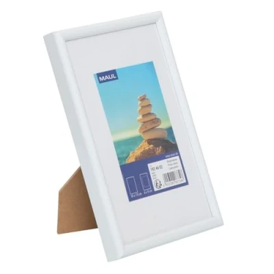 Abbildung von Maul Bilderrahmen MAULart 21x30cm groß aus Kunststoff für Hoch oder Querformat mit Passepartout Fotorahmen Ideal Fotos, Collage und Bilder Weiß