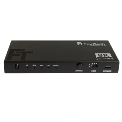 Abbildung von FeinTech SW212 HDMI 2.1 Switch 2 In 1 Out mit Audio Extractor 4K 120Hz und automatischer Umschaltung, 8K 60Hz, VRR, ALLM, Splitter auf Optical SPDIF Toslink 3,5 Klinke