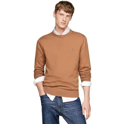 Abbildung von Tommy Hilfiger CREW NECK Strickpullover, Herren, Größe: XS, Safari canvas