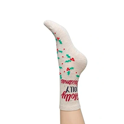 Abbildung von Charnos Damen Holly Jolly Weihnachtssocken Beige Mix Einheitsgröße Socken, Regular, One Size