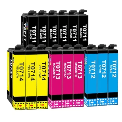Abbildung von T0715 Druckerpatronen Kompatible für Epson T0711 T0712 T0713 T0714 Patronen mit Stylus SX100 SX218 SX415 SX515W SX200 DX4000 DX4050 DX7450 DX8400 DX845 (15 Pack)