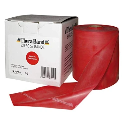 Abbildung von Theraband Original Fitness Latex Widerstandsbänder Vorratsrolle 45,5 Meter, 100% Naturlatex, Ideal für Rehabilitation, Muskelkonditionierung, Ganzkörpertraining, Rot Mittel