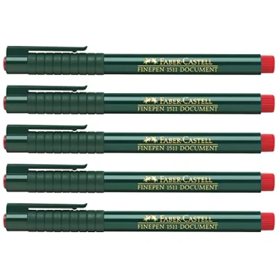 Abbildung von Faber Castell 205006 Faserschreiber Finepen 1511, 0,4 mm, rot, 5 Stück