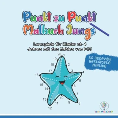 Abbildung von Punkt zu Malbuch Jungs: Lernspiele für Kinder ab 4 Jahre mit den Zahlen von 1 20