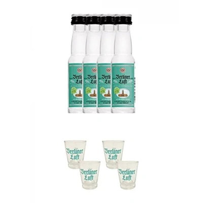 Abbildung von Berliner Luft Pfefferminzlikör 4x0,02 Liter + Shot Glas 4cl 2 Stück