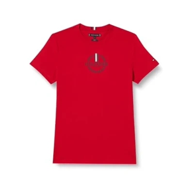Abbildung von Tommy Hilfiger Global Stripe Wreath TEE Tshirt print, Herren, Größe: Small, Primary red