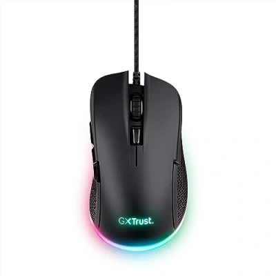 Abbildung von Trust Gaming GXT 922 Ybar Maus, 68% Recycelte Materialien, RGB LED Beleuchtung, 6 programmierbare Tasten, 200 7200 DPI, USB Kabel 2,1 m, PC Maus mit Software für Computer/Laptop, Schwarz