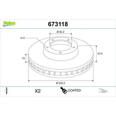 Abbildung von VALEO Bremsscheibe HYUNDAI: Getz Vorderachse 256mm 19mm 4 loch Belüftet 673118 Bremsscheiben, Scheibenbremsen
