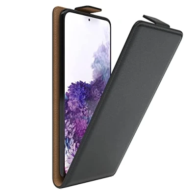 Abbildung von EAZY Case Hülle kompatibel mit Samsung Galaxy S20 Flip Cover zum Aufklappen, Handyhülle aufklappbar, Schutzhülle, Flipcover, Flipcase, Flipstyle vertikal klappbar, aus Kunstleder, Schwarz