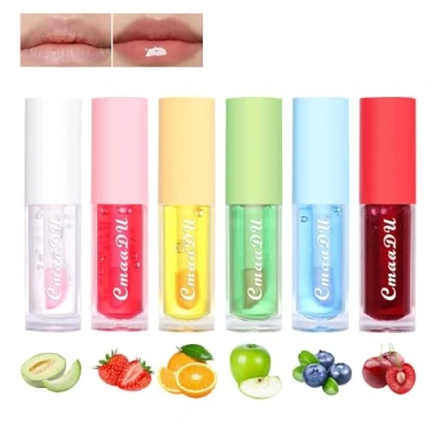 Abbildung von 6 pcs Lipgloss, Lipgloss mit Fruchtgeschmack, Glossy Hydrating Kit, Lang Anhaltender, Feuchtigkeitsspendender Flüssiger Aufpolsternde Lippenfarbe