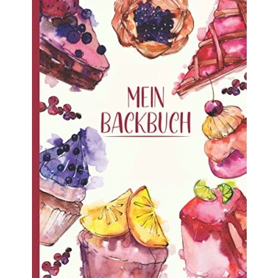 Abbildung von Backbuch zum selber schreiben mit Register Platz für 100 Rezepte ca. DIN A4 mattes Softcover Aquarell Motiv: Leeres Rezeptbuch selbst ... deiner Lieblingsrezepte personalisierter