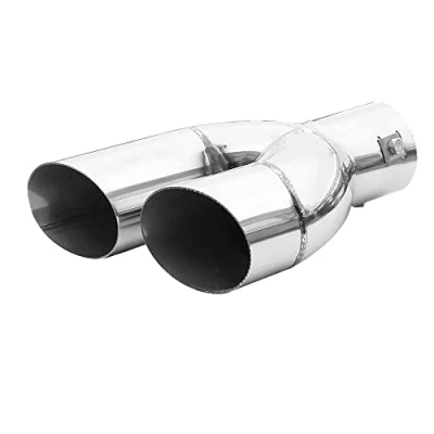 Abbildung von Universell Auspuffblende Doppelrohr Endrohr Edelstahl Auto Endrohrblenden Auspuffendrohr Tuning Schalldampf Blende Sport Rund Chrom