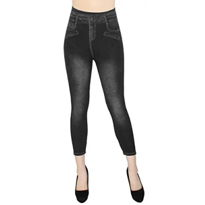 Abbildung von dy_mode Capri Leggings Damen 7/8 Jeggings Caprihose Sommer 7LG510 (36 40, 7LG257 Schwarz)