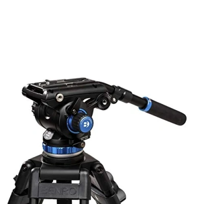 Abbildung von Benro S6 PRO Flat Base Fluid Video Head, 13.2 lb Max, 6 Step Counterbalance (0 5), 1/4&quot;&quot; 20 Accessory Mounts, 3/8&quot;&quot; 16 Head Mount, w/Pan Arm (S6PRO), Black