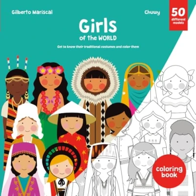 Abbildung von Girls of the World: A Coloring Book in Traditional Clothing from Around World