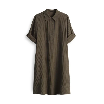 Abbildung von OPUS Relaxed FIT Alinie RIB Blusenkleid, Damen, Größe: 36, Olive leaf