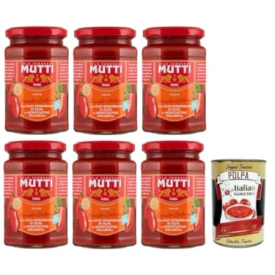 Abbildung von 12x Mutti Sugo Con Pomodoro Datterino,Sauce mit Datterino Tomaten und Nativem Olivenöl Extra,Italienische Tomatensauce 280g + Italian Gourmet Polpa di 400g Dose