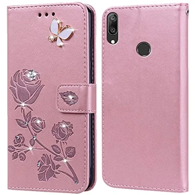 Abbildung von PKQTOP Hülle für Huawei Y7 2019 Handyhülle,Klappbar Tasche Case,Standfunktion,Kartenfach,Silikon Bumper,Stoßfeste Schutzhülle Cover