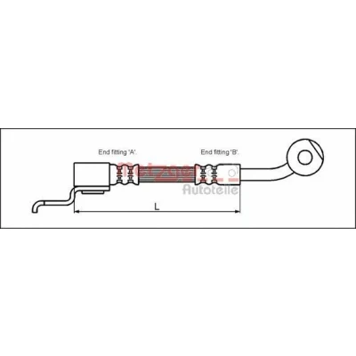 Abbildung von METZGER 4113523 Bremsschläuche 410 3/8&quot; 24 JEEP: Cherokee II, WRANGLER 2, Grand I