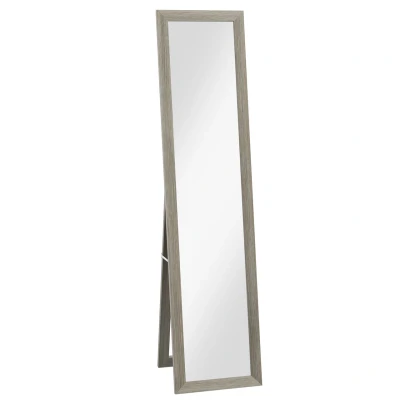 Abbildung von HOMCOM Standspiegel Ganzkörperspiegel mit Ständer, freistehender Wandspiegel (Ankleidespiegel, 1 St., Garderobenspiegel), für Schlafzimmer, Flur, Alu, Grau, 37 x 157 cm